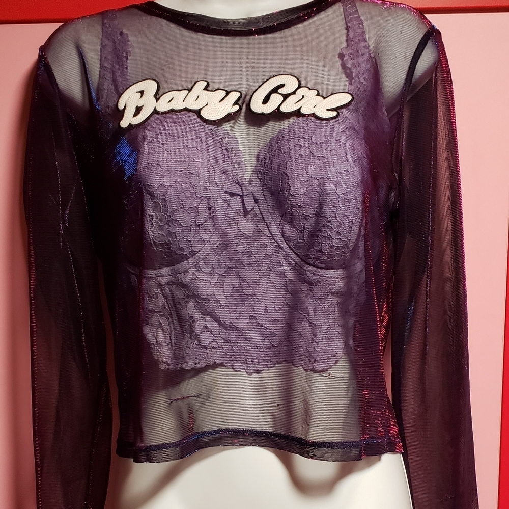 Mesh holographic crop top